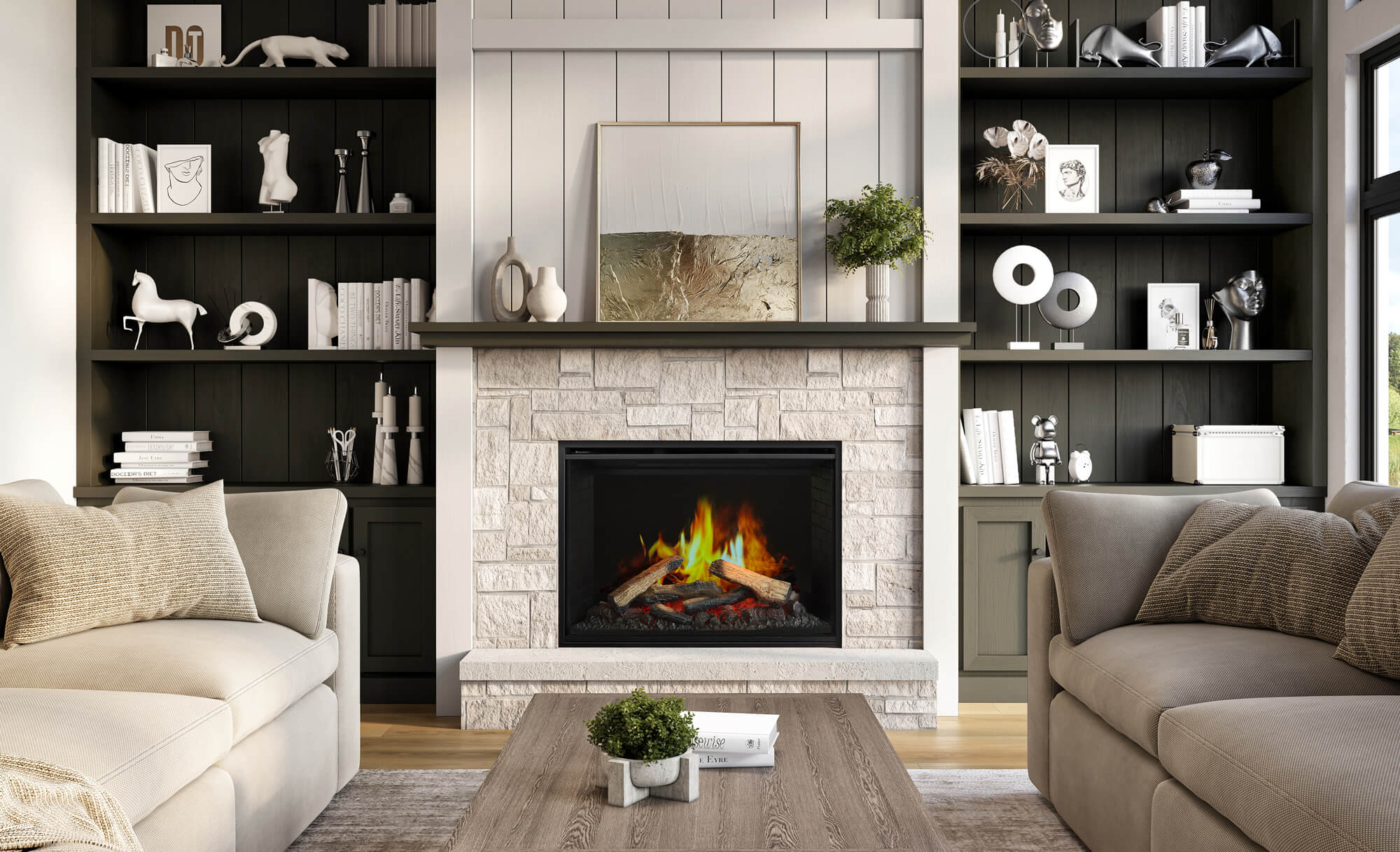 E36 LCD Regency Electric Fireplace E36 LCD with oak logs